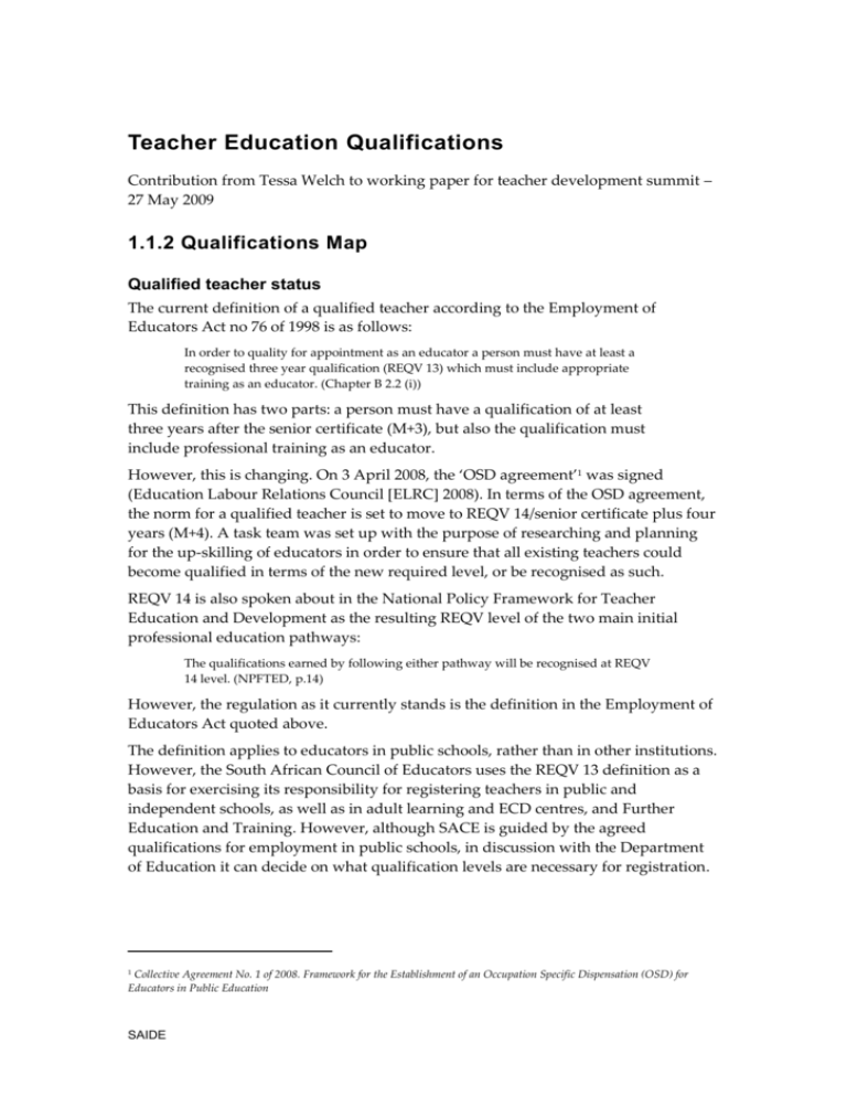 Document On Teacher Qualifications