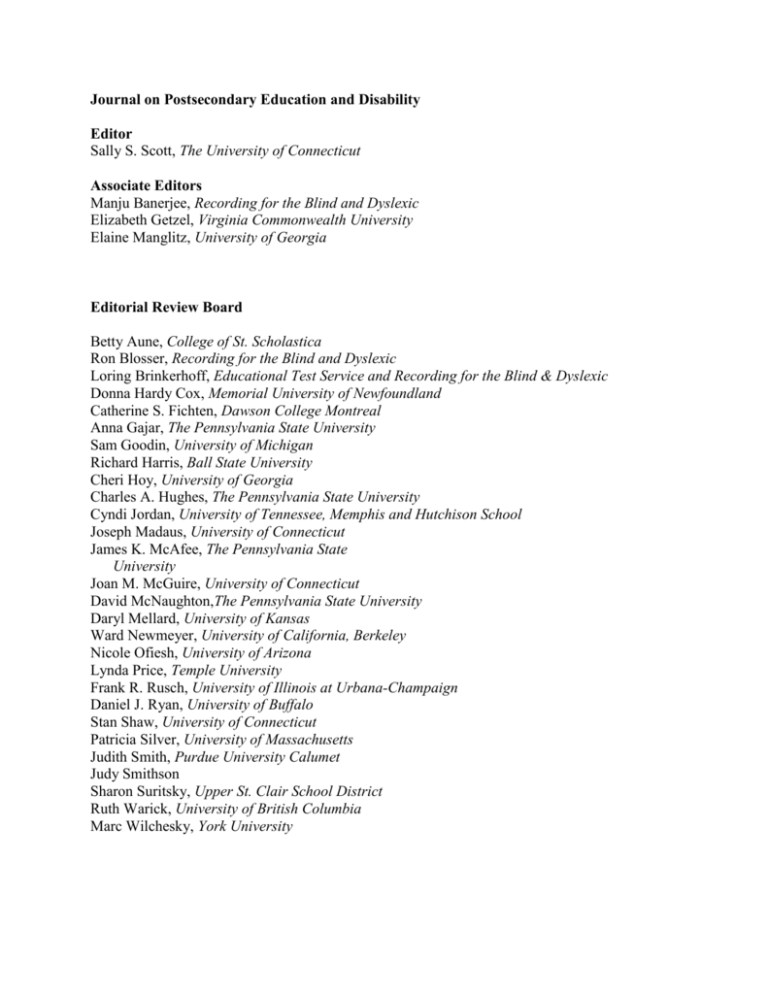 Journal on Postsecondary Education and Disability