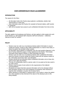 STAFF CONFIDENTIALITY POLICY and AGREEMENT