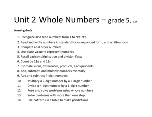 Math Unit 2 gr 5 whole numbers