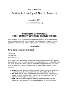 Overview of changes from current literary braille