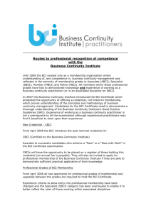 Routes to professional recognition with the Business Continuity
