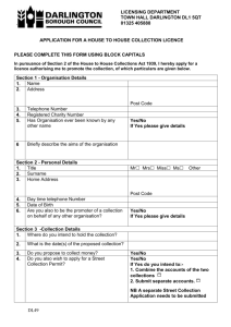 House to House collection application form