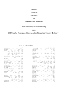 to the 1975 Noxubee County Tombstone Inscriptions