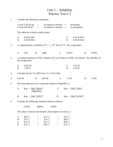 Chemistry 12 Solubility Test # 2