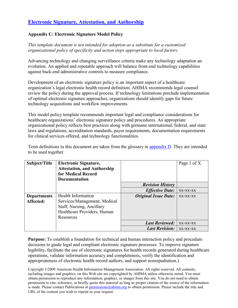 Policy and Procedure Template Ahima