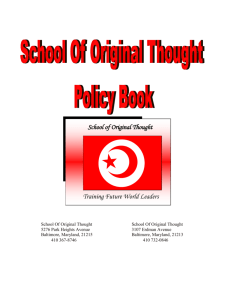 student responsibilties - School Of Original Thought