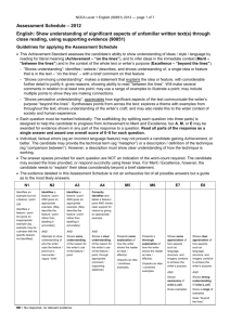 NCEA Level 1 English (90851) 2012 Assessment Schedule