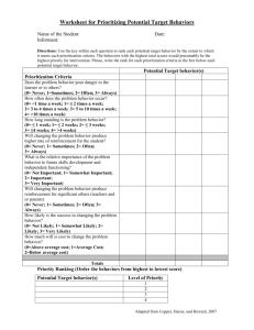 Worksheet for Prioritizing Potential Target Behaviors