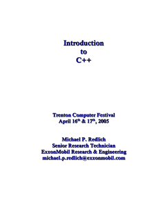 Introduction to C++