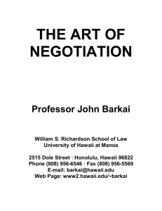 Negotiation Handout - University of Hawaii