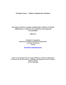 Working Group 1 – Politico-Administrative Relations