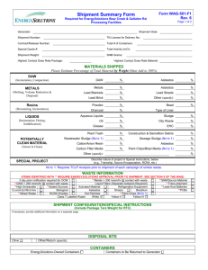Shipment Summary Form – WAG-501-F1 rev 6