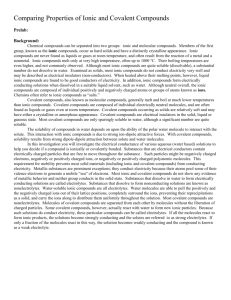 Solution Conductivity: Comparison of Ionic and Covalent Bonding