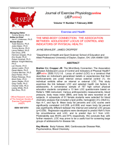 The Association Between Adolescent Locus of Control and