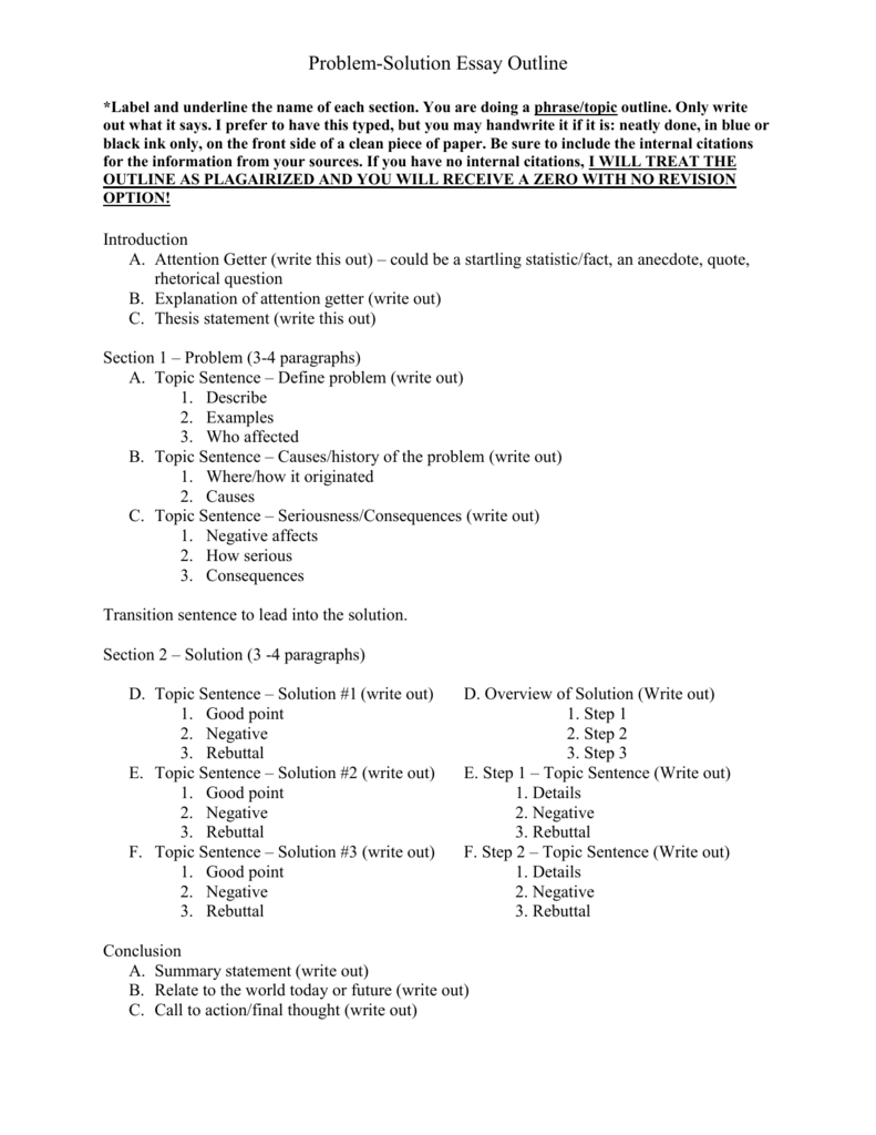 problem and solution essay format