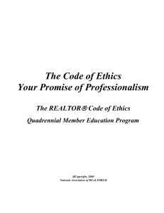 I. Aspirational Concepts of the Preamble of the Code of Ethics
