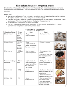 Eco-column Project – Organism Guide