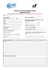 Fitness to Drive Medical Clinic Referral Form