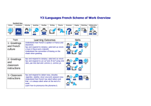 Y3 iLanguages French Scheme of Work Overview