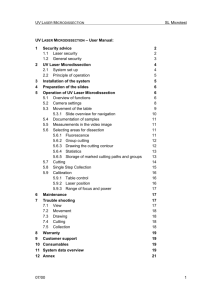 UV LASER MICRODISSECTION – User Manual: