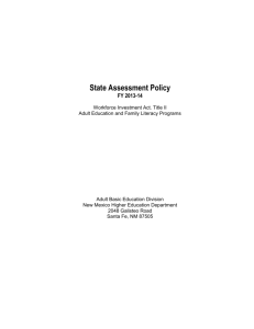 State Assessment Policy - the New Mexico Higher Education