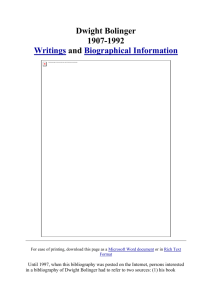Dwight Bolinger: Writings and Biographical Information