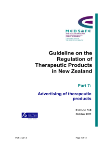 Part 7: Advertising Of Therapeutic Products