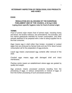 Legislation INSPECTION OF FRESH EGGS, EGG PRODUCTS AND