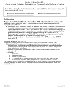 Course of Study, Invitations, Student Interests, Transition Service