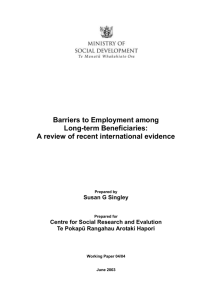 Barriers to Employment among Long-term Beneficiaries