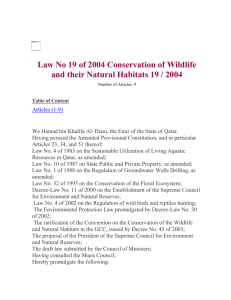 Law No 19 of 2004 Conservation of Wildlife and their Natural Habitats