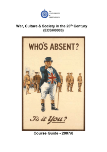 War, Culture & Society in the 20th Century (ECSH0003) Course