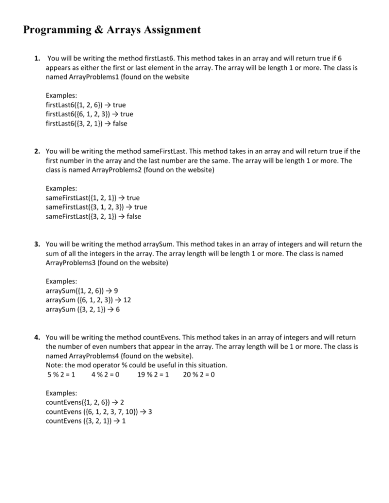 unit 6 assignment array statistics