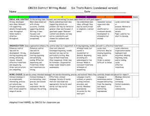 CMCSS District Writing Model Six Traits Rubric (condensed version)