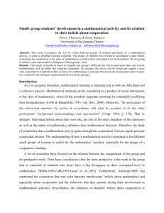 Small- group students` involvement in a mathematical activity and its