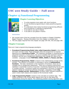 Chapter 1 Study Guide -- CSC 200 -