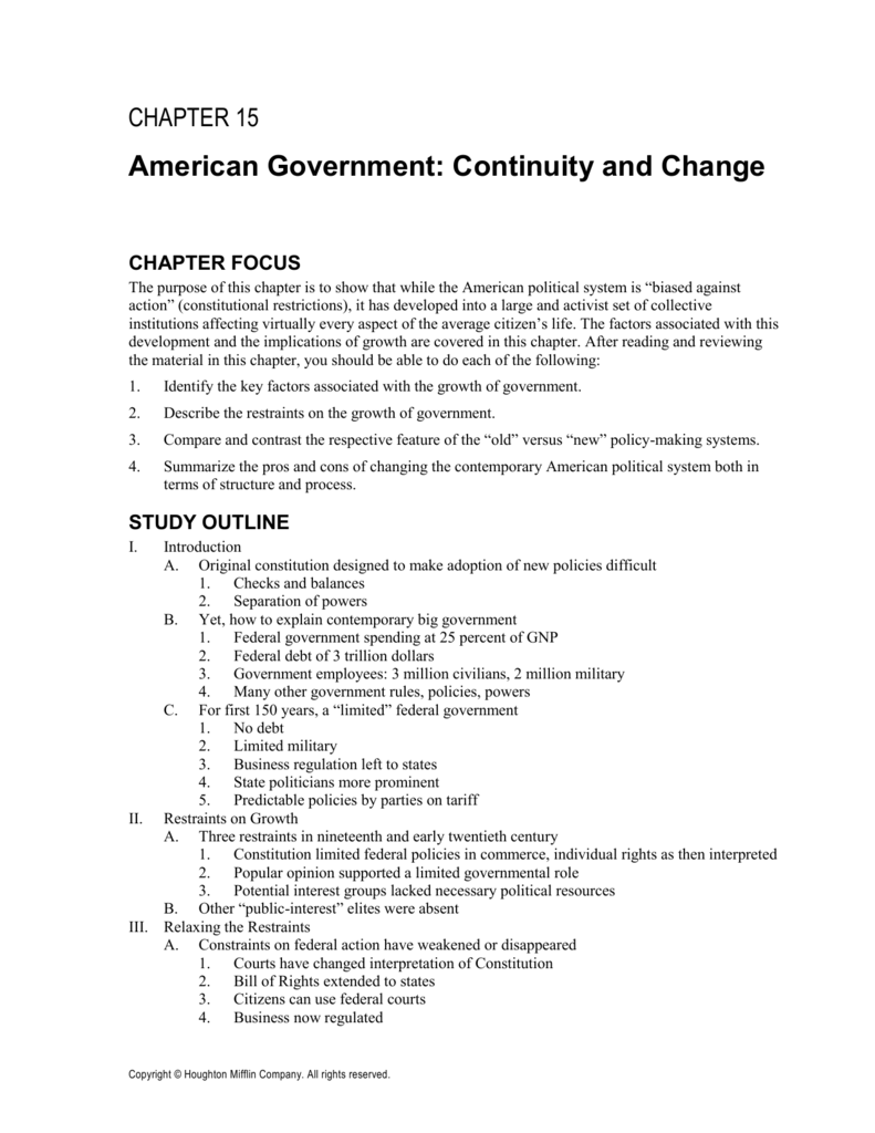 Changing the Structure of American Government
