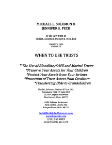 When to use Trusts - Solomon, Steiner & Peck, Ltd.