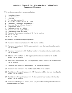 Math 10031 Sec 2.3 Introduction to Problem Solving