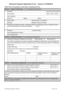 Research Passport Form - National Institute for Health Research