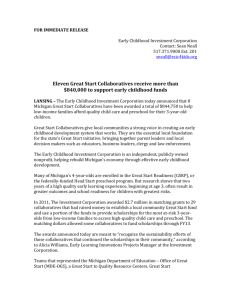 FOR IMMEDIATE RELEASE Early Childhood Investment