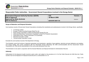 Energy Sector Retention and Disposal Schedule QDAN618 v.1