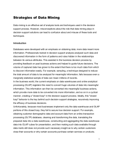 Strategies of Data Mining - University of Houston