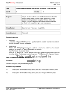 12384 Demonstrate knowledge of analytical and global thinking styles