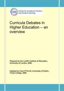 Curricula Debates in Higher Education