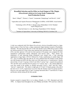 Broodfish Selection and Its Effect on Seed Output of Nile Tilapia