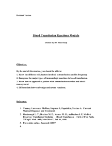 BLOOD TRANSFUSION REACTIONS