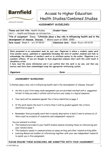 Assignment Guidleines health and disease