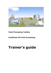 Teacher`s Guide for Food Processing